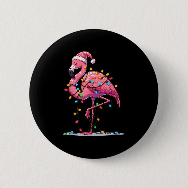 Christmas Flamingo Lover Santa Xmas Women Men Kids Button (Vorderseite)
