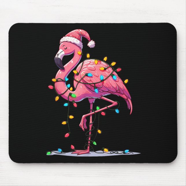 Christmas Flamingo Lover Santa Xmas Women Men Kids Mousepad (Vorne)
