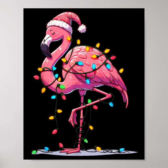 Christmas Flamingo Lover Santa Xmas Women Men Kids Poster (Vorne)