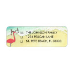Christmas Flamingo on Beach Return Address<br><div class="desc">Our fun holiday return address label feature a bright flamingo wearing reindeer antlers decorated with Christmas ornaments. The sandy beach and ocean waves people know that you're in Florida. All text on the label can be personalized with your own wording.</div>