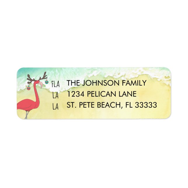 Christmas Flamingo on Beach Return Address (Vorne)