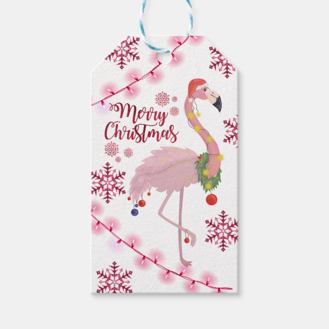 Christmas Flamingo Personalisiert Geschenkanhänger (Vorderseite)