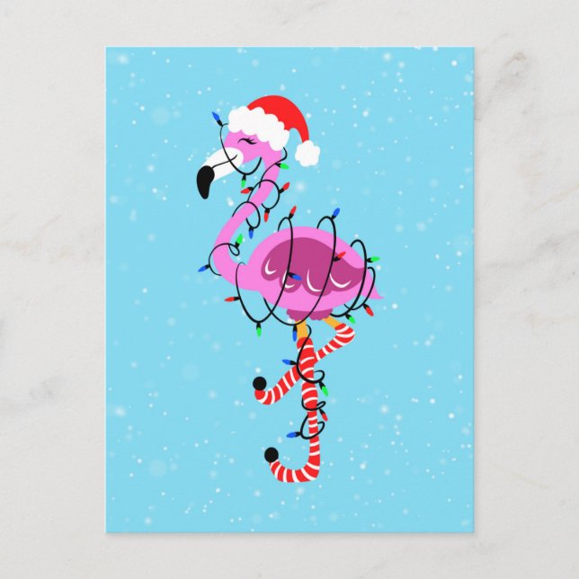 Christmas Flamingo Postkarte (Vorderseite)