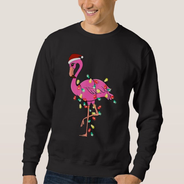 Christmas Flamingo Santa Hat Xmas Lights Flamingo  Sweatshirt (Vorderseite)