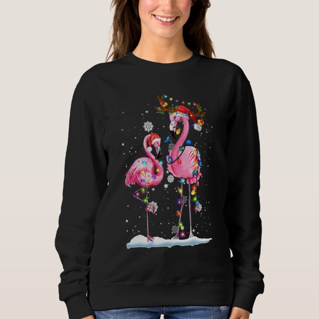 Christmas Flamingo Santa Hat Xmas Lights Flamingo  Sweatshirt (Vorderseite)
