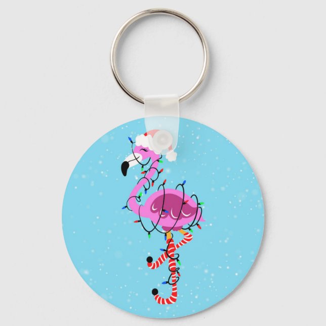 Christmas Flamingo Schlüsselanhänger (Vorderseite)