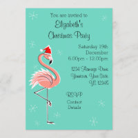 Christmas Flamingo Side Multi-Back-Einladung
