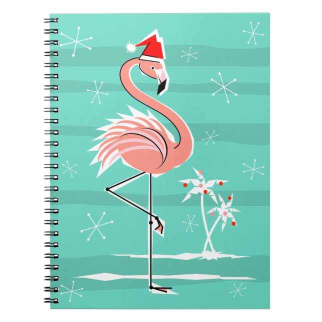 Christmas Flamingo Stripe Notebook Notizblock (Vorderseite)