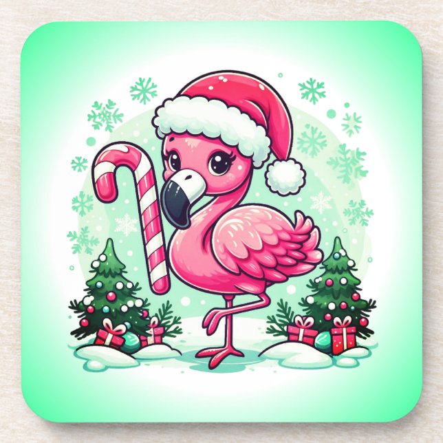 Christmas Flamingo Sublimation-10424 Getränkeuntersetzer (Vorderseite)