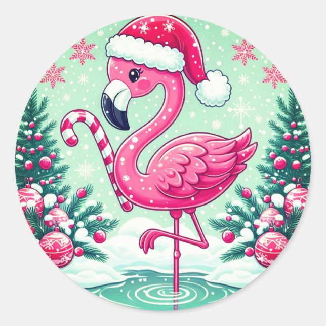Christmas Flamingo Sublimation-10424 Runder Aufkleber (Vorderseite)
