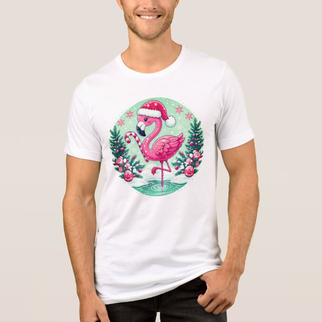 Christmas Flamingo Sublimation-10424 Tri-Blend Shirt (Vorderseite)
