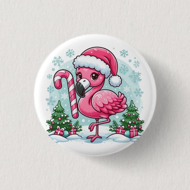 Christmas Flamingo Sublimation Button (Vorderseite)