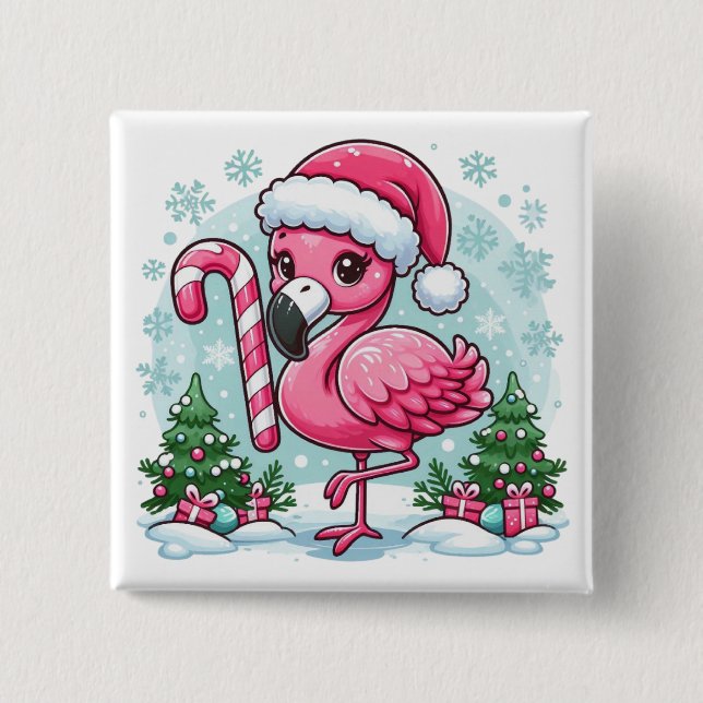 Christmas Flamingo Sublimation Button (Vorderseite)