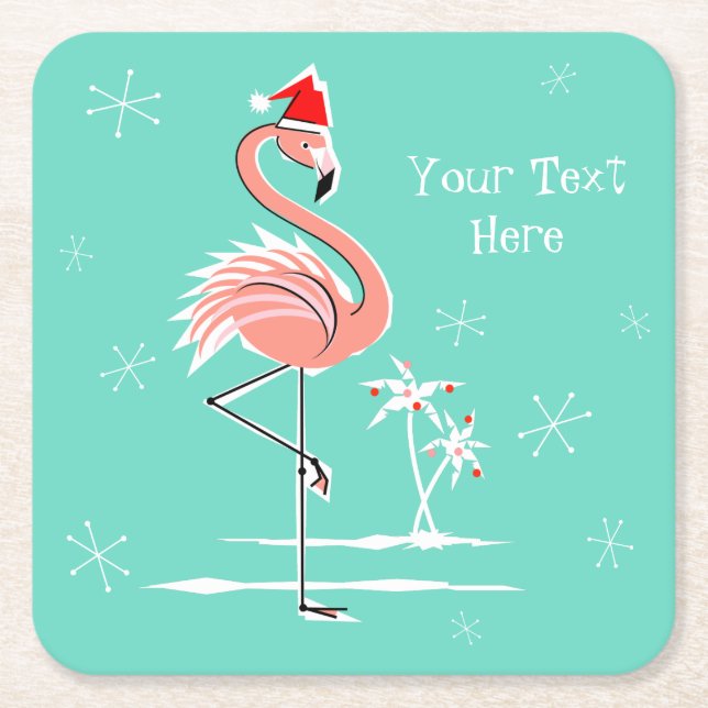 Christmas Flamingo Text Untersetzer Platz (Vorderseite)
