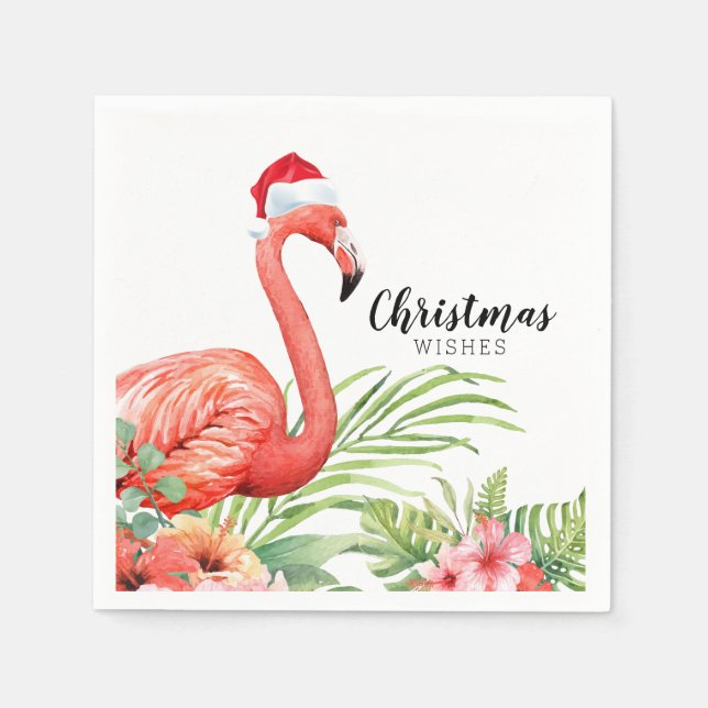 Christmas Flamingo | Weihnachtswünsche | Papier Serviette (Vorderseite)