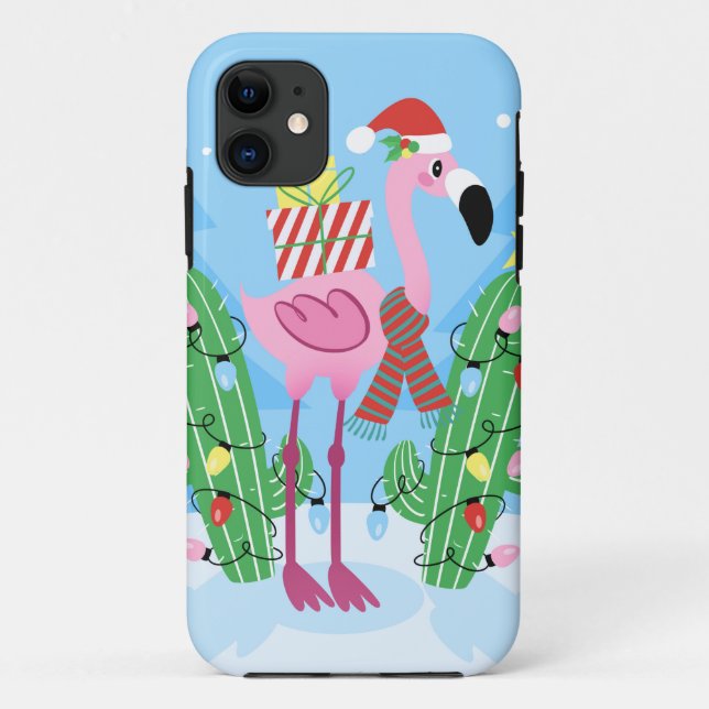 Christmas Flamingo with Cactus Case-Mate iPhone Hülle (Rückseite)