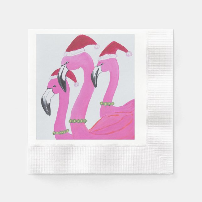 Christmas Flamingos Serviette (Vorderseite)