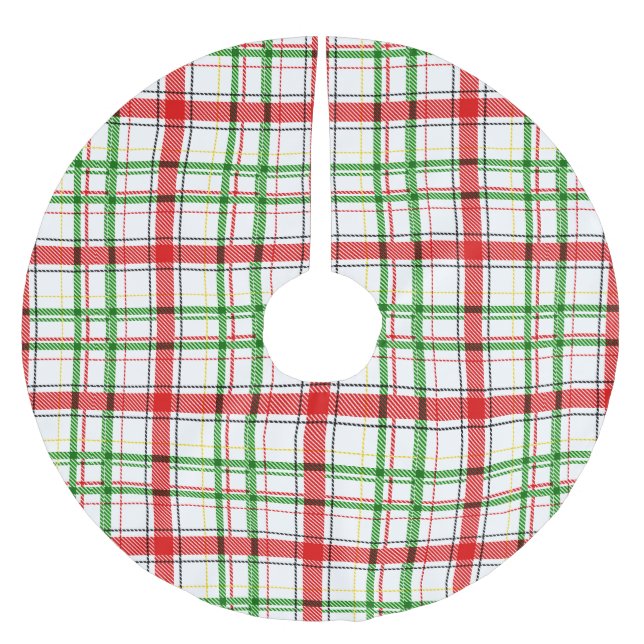 Christmas Flannel Plaid Tartan Design - White  Polyester Weihnachtsbaumdecke (Vorderseite)