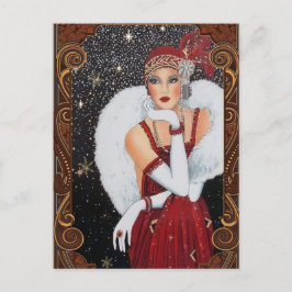 Christmas Flapper Girl Star-Drenched Night Sky Postkarte