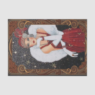 Christmas Flapper Girl Star-Drenched Night Sky Seidenpapier