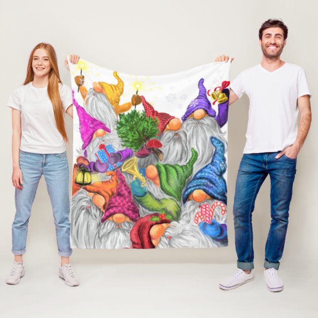 Christmas Fleece Blanket Happy Gnome Party (Beispiel)