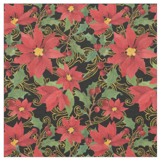 Christmas Floral Black Stoff