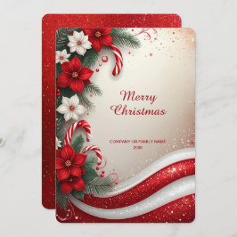 Christmas Floral Candy Canes Holiday Card Feiertagskarte