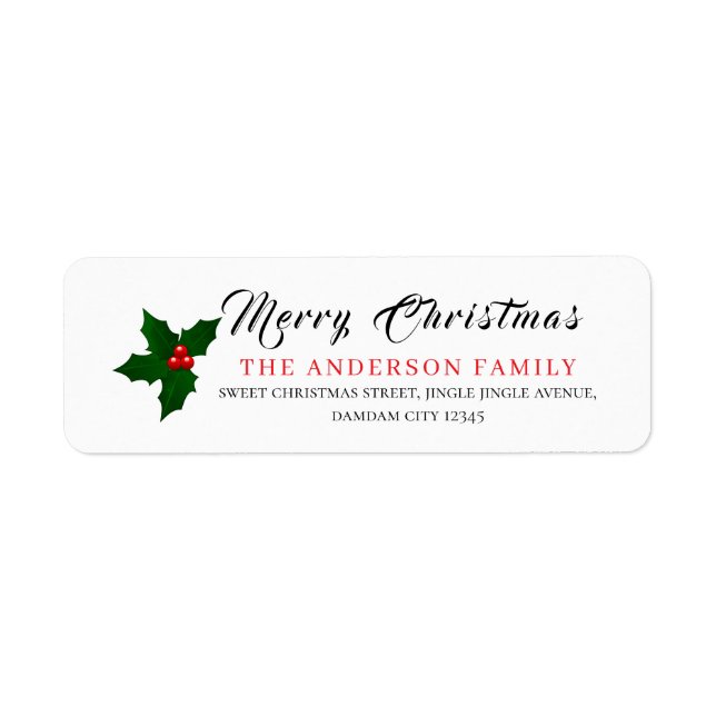 Christmas Floral Elegant Simple Return Address (Vorne)