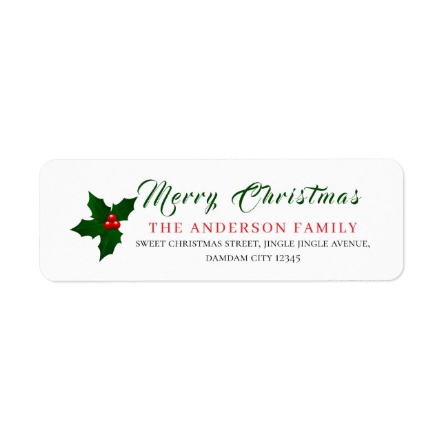 Christmas Floral Elegant Simple Return Address (Vorne)