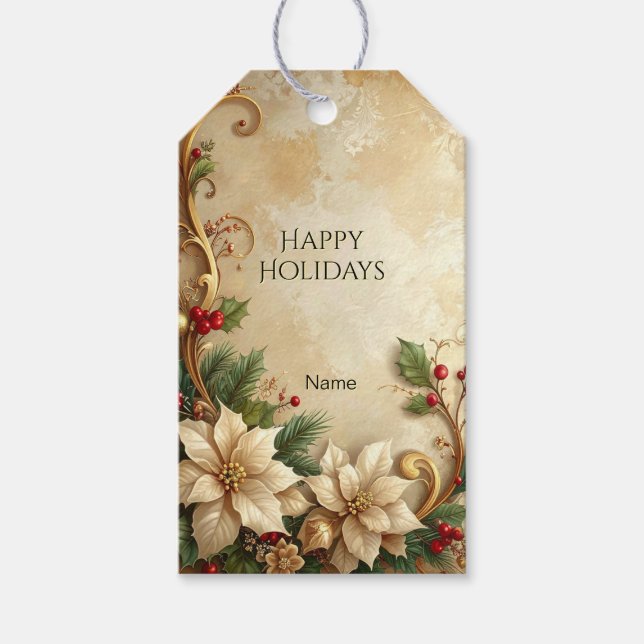 Christmas Floral Gift Tag Geschenkanhänger (Vorderseite)