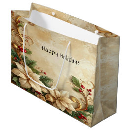 Christmas Floral Holiday Gift Bag Große Geschenktüte