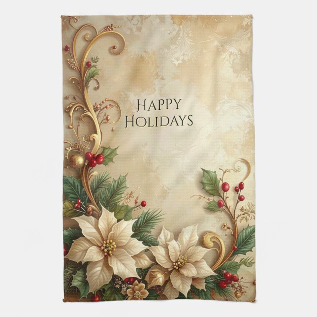 Christmas Floral Holiday Kitchen Towel Geschirrtuch (Vertikal)