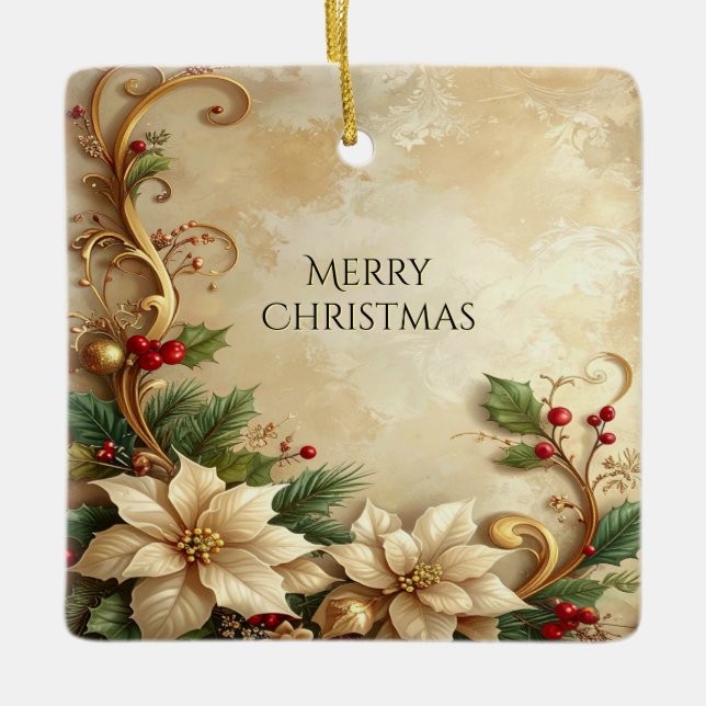 Christmas Floral Holiday Ornament (Vorderseite)