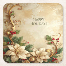 Christmas Floral Holiday Paper Coaster Rechteckiger Pappuntersetzer