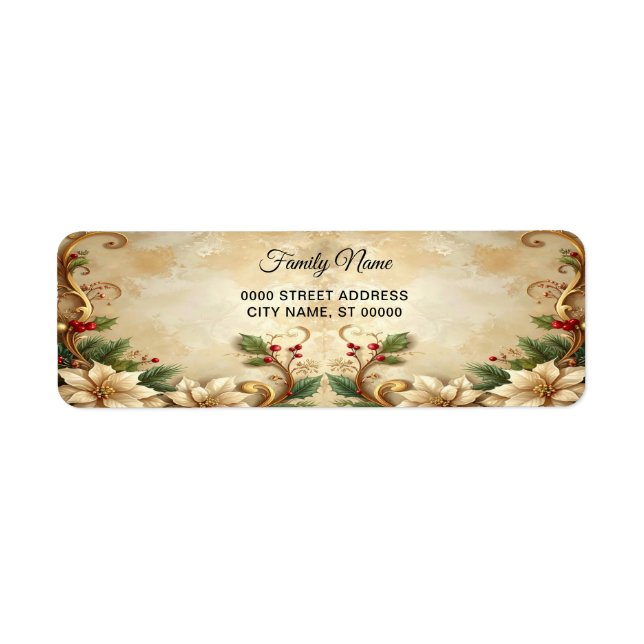 Christmas Floral Holiday Return Address Label (Vorne)