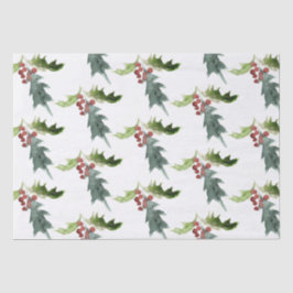Christmas Floral Holly Red Berries Seidenpapier