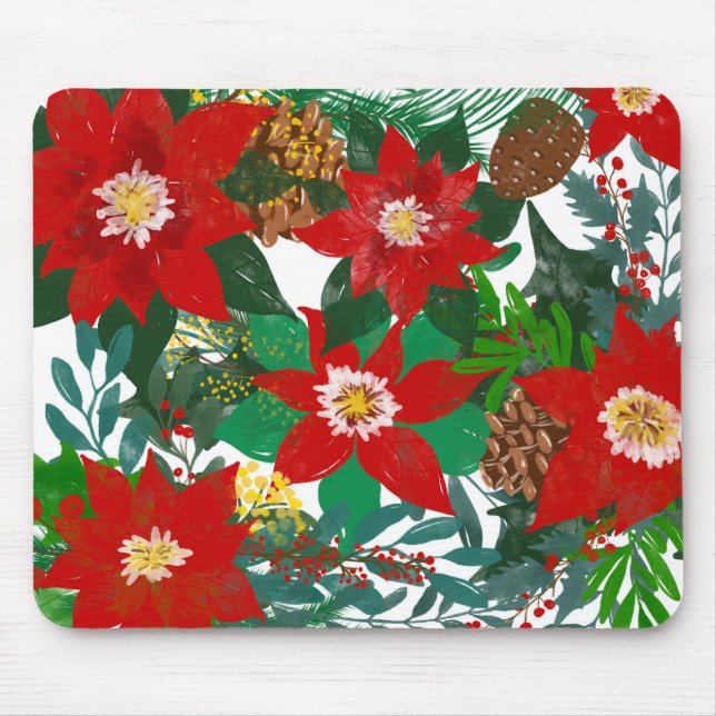 Christmas Floral Leaf Art Mousepad (Vorne)