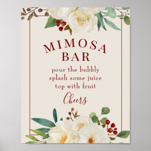 Christmas Floral Mimosa Bar Sign Poster
