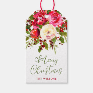 Christmas Floral Personalisiert Geschenkanhänger