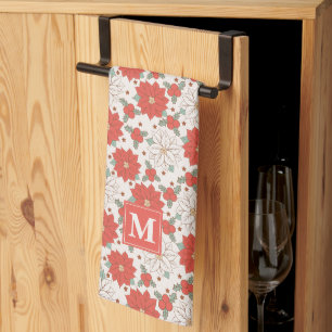 Christmas Floral Poinsettia Holly Custom Geschirrtuch