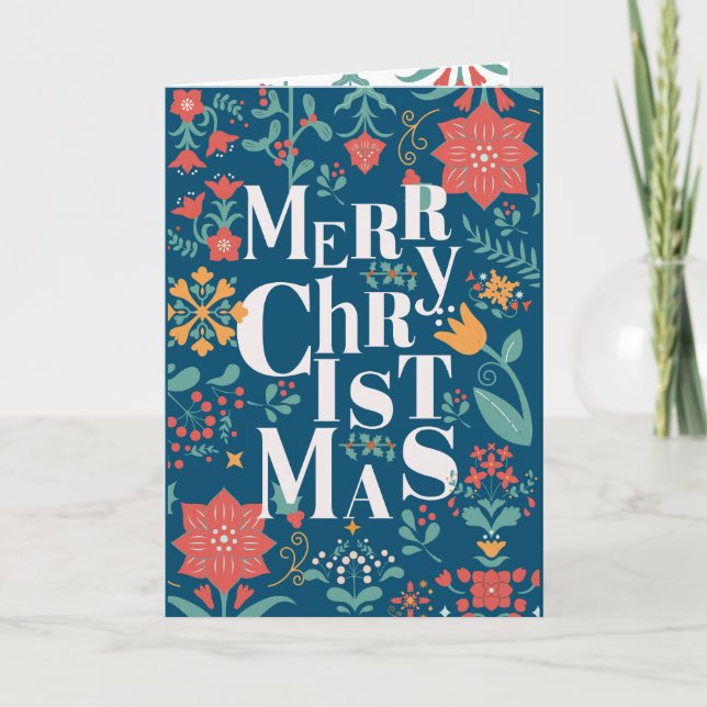 CHRISTMAS FLORAL TYPOGRAPHIE KARTE (Vorderseite)