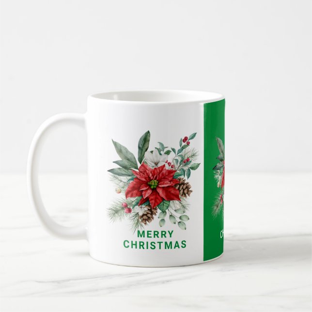 Christmas flowers Bouquet Merry Christmas Text 2 Kaffeetasse (Links)