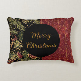 Christmas Flowers ,Red Gold Black,Merry Christmas Dekokissen