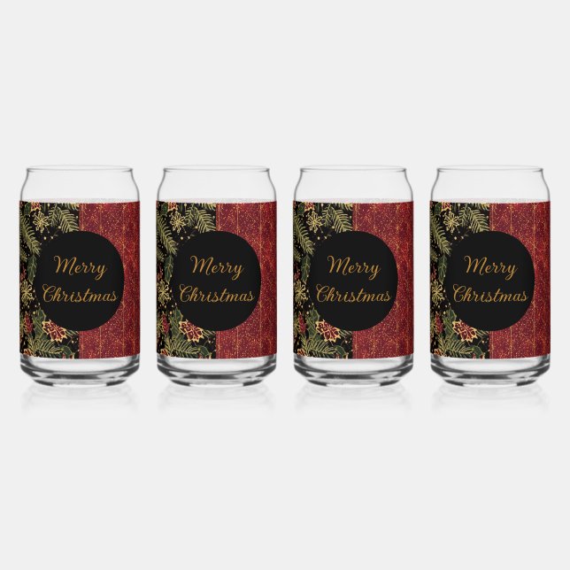 Christmas Flowers ,Red Gold Black,Merry Christmas  Dosenglas (Vorderseite)