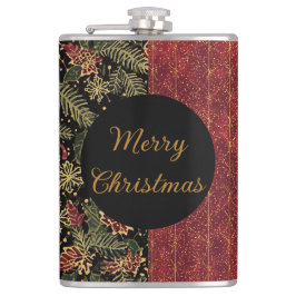 Christmas Flowers ,Red Gold Black,Merry Christmas  Flachmann
