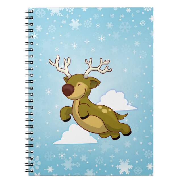 Christmas Flying Rentier Notizblock (Vorderseite)