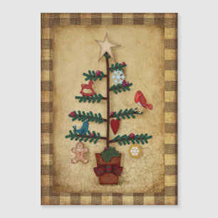 Christmas Folk Art Tree and Felt Ornamente Magnetkarte