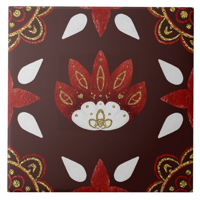 Christmas Folk Nordic Art Fliese (Vorderseite)