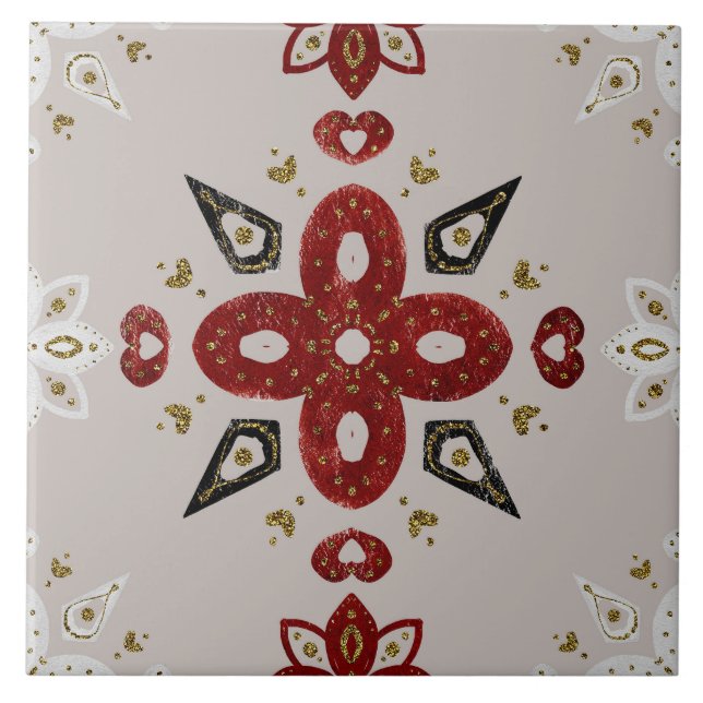 Christmas Folk Nordic Art Fliese (Vorderseite)