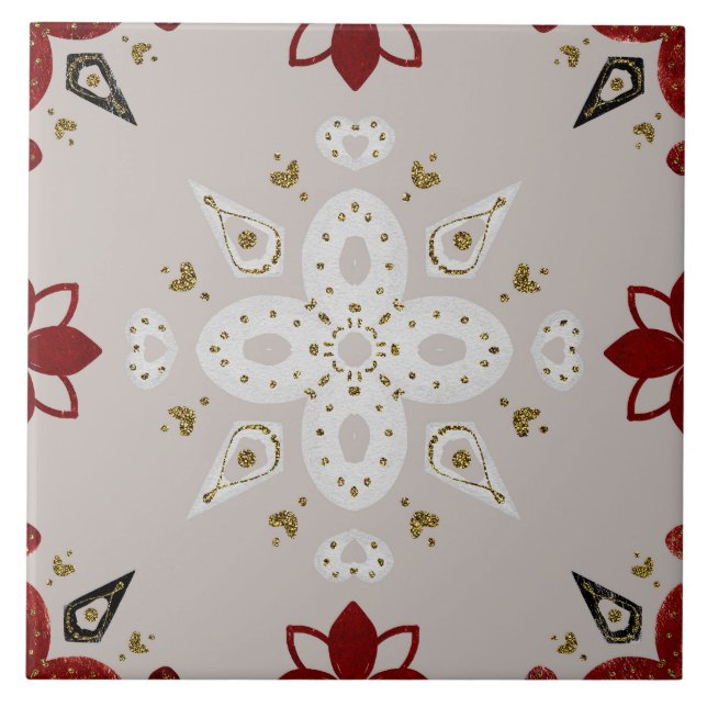 Christmas Folk Nordic Art Fliese (Vorderseite)